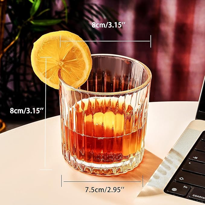 Whiskey Glasses Set of 4,Lead-Free Crystal Old Fashioned Glass,300ml Rocks Glass Tumblers for Drinking Bourbon,Cognac,Irish Whisky,Whiskey Gifts for Men-Ruum Studio Home