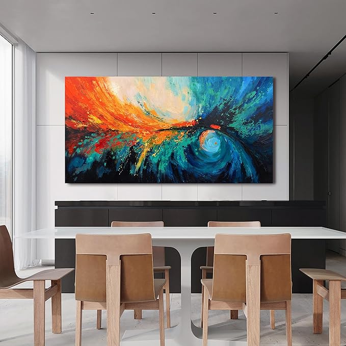 Canvas Wall Art Decor Large Wall Art Pictures For Living Room Blue Green Wall Art Decor Canvas Abstract Art Work Colorful Abstract Wall Art Decor Prints For Bedroom Office Kitchen Wall Decor 29" x 58"-Ruum Studio Home