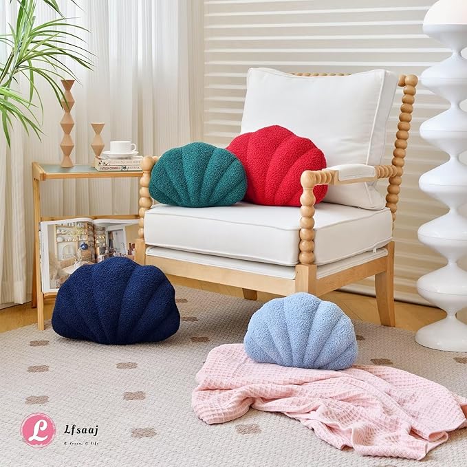 Navy Seashell Throw Pillows, Shell Shaped Throw Pillows, 13 Inch Soft Home Decorative Pillow Plush Cushion for Bed Couch Living Sofa Room Decor Accent Throw Pillow-Ruum Studio Home