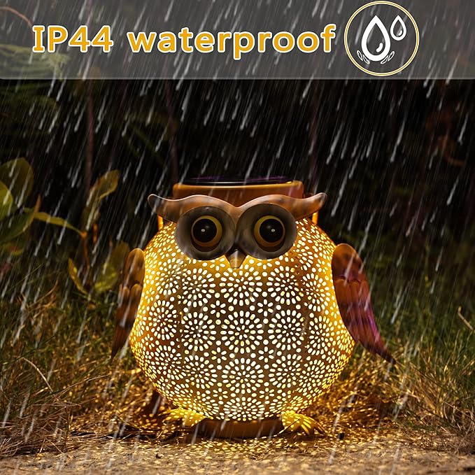 2 Pack Hanging Solar Lanterns - Garden Light Waterproof Metal Decorative Solar Lantern Lights Outdoor for Patio Yard Table Pathway with Owl Pattern-Ruum Studio Home