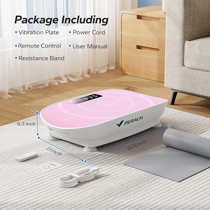 MERACH Vibration Plate Exercise Machine, Whole Body Workout Equipment for Women, Bluetooth and Silicone Pedal, Vibration Plate with Auto Mode, Vibrate Fitness Platform for Home-Ruum Studio Home