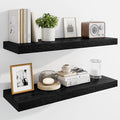 Marsmiles 30" Floating Shelves for Wall, Wooden Shelves with Invisible Brackets Set of 2, Rustic Farmhouse Wall Mounted Shelf for Kitchen Bathroom Living Room Study, Black-Ruum Studio Home