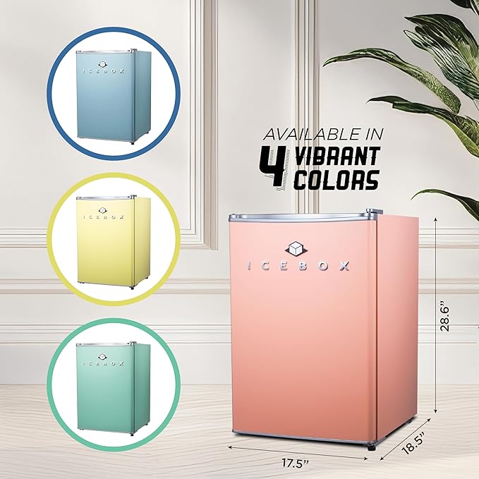 IBCR25BLS Compact, Energy Star Certified Small, Single Door Mini Fridge with Freezer Refrigerator, Large (2.5 cu ft), Blush Red-Ruum Studio Home