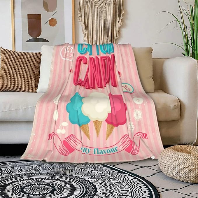HGOD DESIGNS Candy Throw Blanket Sweet and Colorful Candy Pink Blanket Super Soft Flannel Throw Blanket Lightweight Plush Fuzzy Bed Blanket for Bedding Sofa and Travel 50"X60"-Ruum Studio Home