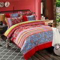 ABREEZE Bohemian Duvet Cover Set Colorful Red Boho Retro Bedding Set Damask Paisley Cotton Duvet Cover Tribal Reversible Bedding Exotic Style Comforter Cover 3-Piece King-Ruum Studio Home