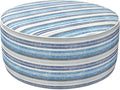LVTXIII Outdoor Inflatable Ottoman, Fade-Resistant Round Footrest Stool D31”x H14”, Portable Patio Pouf for Garden Camping or Home Use, Stripe Layered Blue-Ruum Studio Home