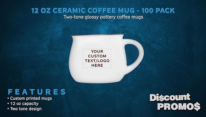 Custom Glazed Campfire Coffee Mugs 12 oz. Set of 100, Personalized Bulk Pack - Perfect for Coffee, Tea, Espresso, Hot Cocoa, Other Beverages - White-Ruum Studio Home