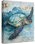 Coastal Sea Turtle Canvas Wall Art Turtle Nautical Ocean Theme Print Poster Framed Picture Painting for Home Beach House Bedroom Wall Decor 8x10 Inch-Ruum Studio Home