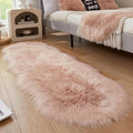 AMTOVO Faux Sheepskin Rug, Pink Ultra Soft Fluffy Shag Area Rug, 2 x 6 ft Faux Fur Rug for Bedroom Sofa Throw Cushion Room Decor, Sheepskin-Ruum Studio Home