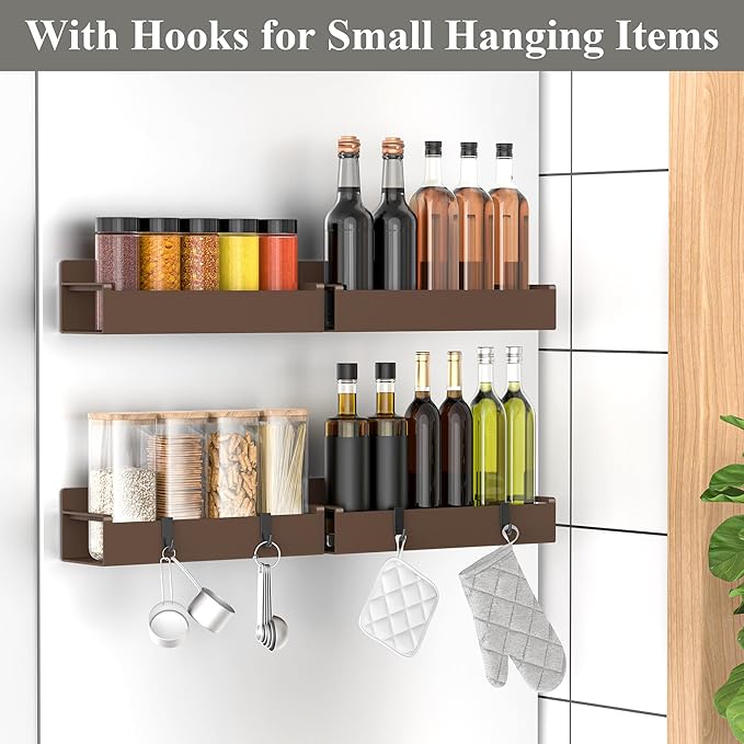 4 Pack Magnetic Spice Rack Organizer for Refrigerator and Oven, Brown Fridge Organizers and Storage for Kitchen-Ruum Studio Home