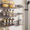 Veken 6-Pack Rustproof & Waterproof Shower Caddy, Adhesive Shelves Rack, Large Capacity Bathroom, College Dorm & Apartment Organizers, No-Drill Wall Mount Living Room & Bedroom Decor, Light Grey-Ruum Studio Home