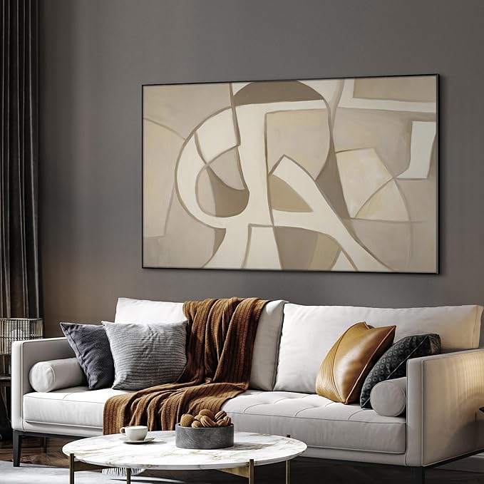 SIGNWIN 30"x60" Extra Large Framed Wall Art Neutral Abstract Geometric in Mid-Century Style, Retro-Inspired Design for Home Living Room Bedroom Decor (Frame Assembly Required)-Ruum Studio Home