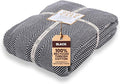 Gold Case Throw Blanket for Bed – 100% Recycled Turkish Cotton Bed Blanket – Decorative Throw Cotton Blankets for Living Room & Bedroom – Woven Twin Blankets - 71x90 - Black-Ruum Studio Home