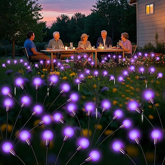 Solar Garden Lights Outdoor, Waterproof Solar Powered Lights for Yard Pathway Patio, Swaying Lawn Decor as Gardening Gifts for Women Holiday (Purple, 6 Pack 36 LED)-Ruum Studio Home