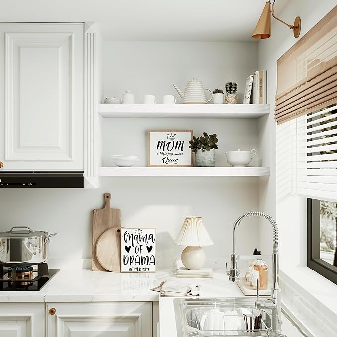 10 inches Deep Floating Shelves 36 inch Long, Wall Shelves Heavy Duty 70 lbs for Bedroom, Bathroom, Living Room, Kitchen, Office, Modern Shelf Home Decor with Invisible Bracket, White-Ruum Studio Home