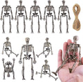 10 Pcs mini skeleton halloween decoration With hemp rope，6”small plastic posable halloween tiny skeleton figurines decor for Halloween Indoor Outdoor Graveyard Decor Haunted House Party Favors-Ruum Studio Home