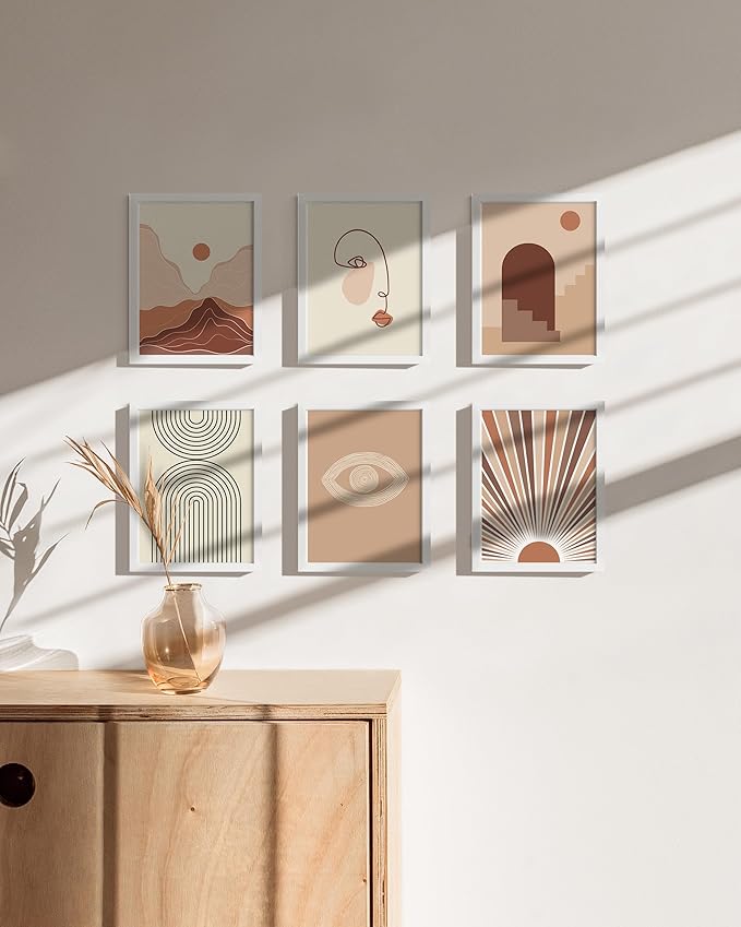 HAUS AND HUES 6x8 White Metal Picture Frames - Bulk Frames 6x8 - Features Premium Aluminum, Vertical Hanging, Easel Back for Tabletop, Home, Office (6x8 in, White, Set of 9)-Ruum Studio Home