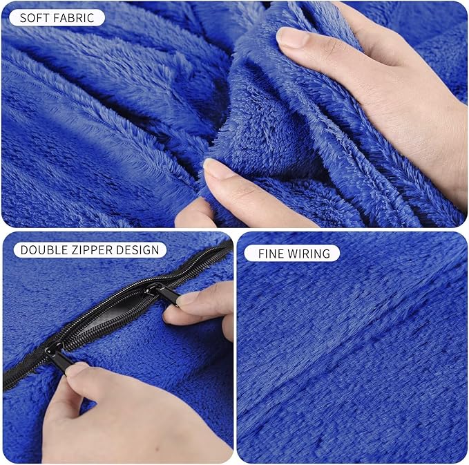 Bean Bag Chair for Adults 8FT,Soft Removable Cover for Teens/Girls Bedroom,Fluffy Giant Round Floor Beanbag Lounger Chairs (No Filler,Sapphire)-Ruum Studio Home
