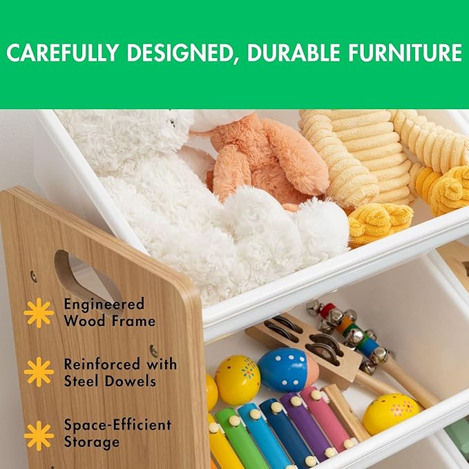 Humble Crew Supersized Toy Storage Organizer with 16 Removable Bins, Natural/White – Large Toy Storage for Toddlers Ideal for Kids' Rooms, Playrooms, and Nurseries - Modern Toy Bins for Kids-Ruum Studio Home