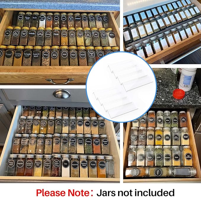 MIUKAA Clear Acrylic Spice Drawer Organizer, 4 Tier- 2 Set Expandable From 13" to 26" Drawer Seasoning Organizer, Kitchen Spice Rack Tray for Drawer/Countertop (Jars not included)-Ruum Studio Home