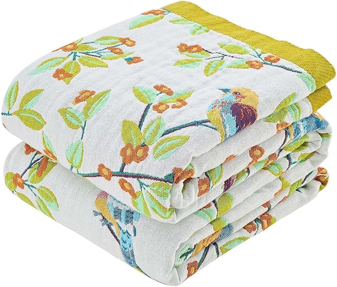 Boho Throw Blanket for Bed, 100% Cotton Soft Rustic Quilt Fall Blanket, 90"x98" Floral Printed Farmhouse Decor Bed Blankets, All Season Rustic Reversible Bohemian Throw Quilt-Ruum Studio Home