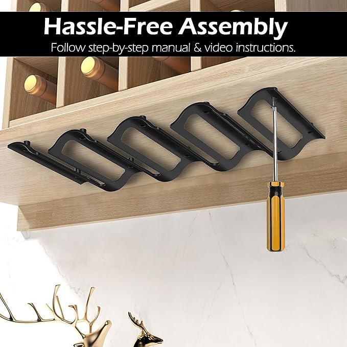 Bariboo Wine Glass Storage Case – Hang 8-12 Glasses on Your 18.7 x 9 x 1.7 In., Dust-Free Wine Glass Holder – Under-Shelf & Under-Cabinet Wine Glass Holder Rack with Assembly Manual & Video-Ruum Studio Home