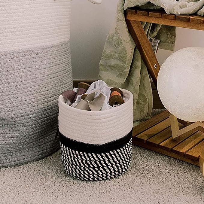 Cotton Rope Plant Basket Modern Woven Basket for 10" Flower Pot Floor Indoor Planters,Storage Organizer Toys Rustic Home Decor,Beige 11"x 11"-Ruum Studio Home