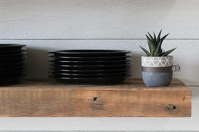 Urban Legacy Reclaimed Barn Joist Deep Floating Shelves | Deep Shelves with Low Profile Shelf Bracket with High Weight Capacity, Set of 2 (36" x 11" x 2.5", Natural)-Ruum Studio Home