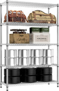 IZEUK 4250 LBS Garage Shelving Wide Storage Shelves 5 Tier Metal Shelves Heavy Duty Adjustable Utility Shelf Rack Chrome 17.7" D x 47.2" W x 70.4" H-Ruum Studio Home