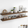 RICHFOCUS 72Inch Floating Shelves for Wall 2 Pack Shelves for Bedroom|Kitchen|Bathroom Wall Mounted Rustic Wood Floating Shelf with Invisible Brackets for Books|Storage|Decor, Rustic Brown-Ruum Studio Home