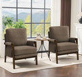 Modern Accent Chairs Set of 2 for Living Room Mid Century Arm Chairs Upholstered Bedroom Chairs Comfy Lounge Chairs with Solid Wood Frame, Dark Brown-Ruum Studio Home