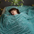 NEWCOSPLAY Super Soft Queen Blanket Sage Green Premium Silky Flannel Fleece 3D Clouds Stylish Jacquard Lightweight Bed Blanket All Season Use 350GSM (Sage Green, Queen(90"x90"))-Ruum Studio Home