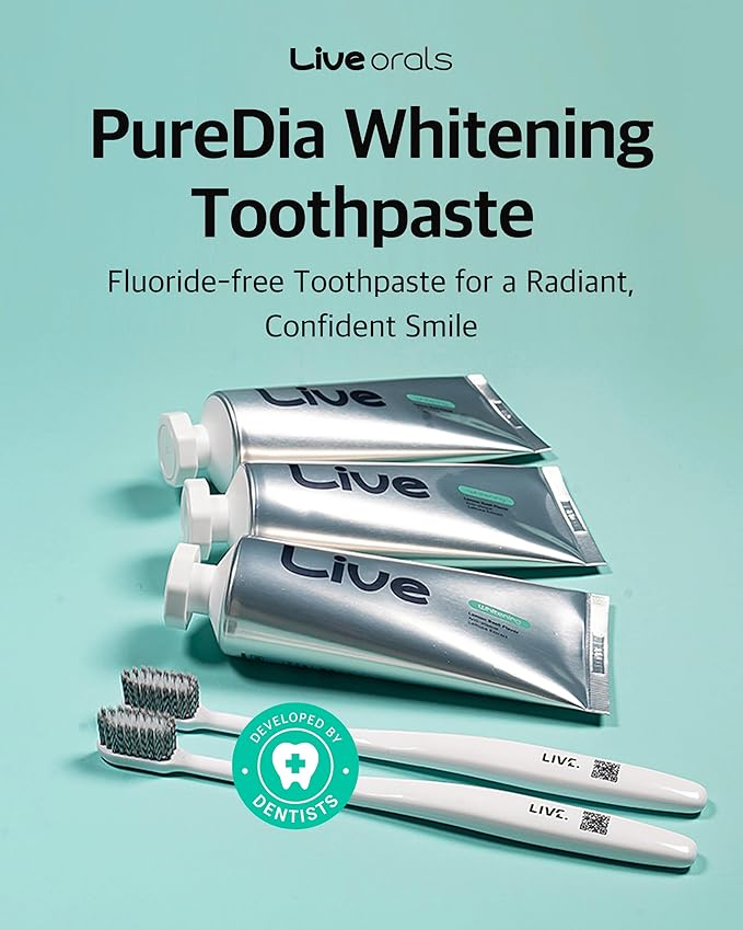 Live Orals Whitening Toothpaste 80g - Fluoride-Free Stain Removal, Strengthens Enamel, Natural Ingredients, Fresh Mint Flavor-Ruum Studio Home