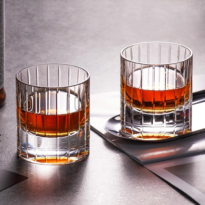 KAMMAK Crystal Whiskey Glasses Set of 2, Handcrafted 6.43oz Old Fashioned Glasses Stemless, Luxury Hand Blown Cocktail Glasses, Scotch Cup for Women, Men Gift for Bourbon Barware, Home Bar-Ruum Studio Home