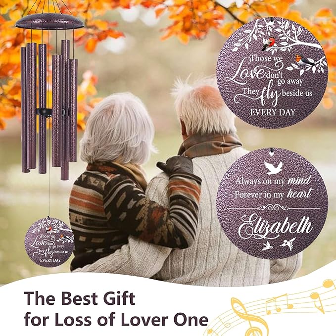 ASTARIN 36" Large Deep Tone Personalized Name Sympathy Wind Chimes, Cardinal Memorial Wind Chime for Loss of Mother Father Loved One, Bereavement Condolence Gifts Decor Outdoor Patio Garden-Ruum Studio Home