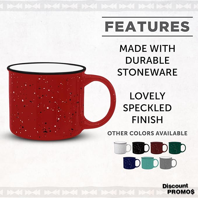 DISCOUNT PROMOS Ceramic Campfire Coffee Mugs 13 oz. Set of 10, Bulk Pack - Perfect for Tea, Espresso, Cappuccino, Hot Cocoa - Red-Ruum Studio Home