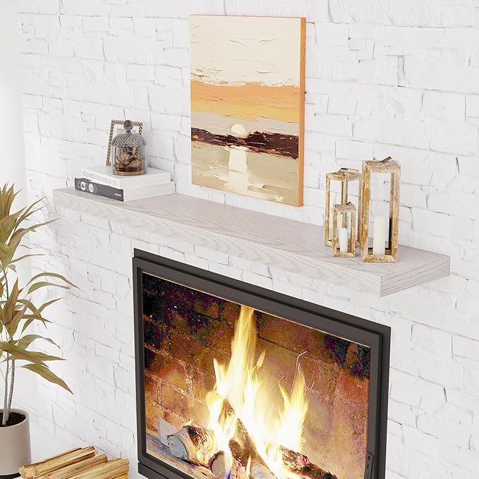 Floating Shelves 55 Inch Long, 55"W x 9"D Wall Shelf Invisible Bracket, 9 Inch Deep Floating Shelf for Wall, Rustic Wooden Shelves for Living Room, Kitchem, Bedroom, Brich Color, Set of 1-Ruum Studio Home