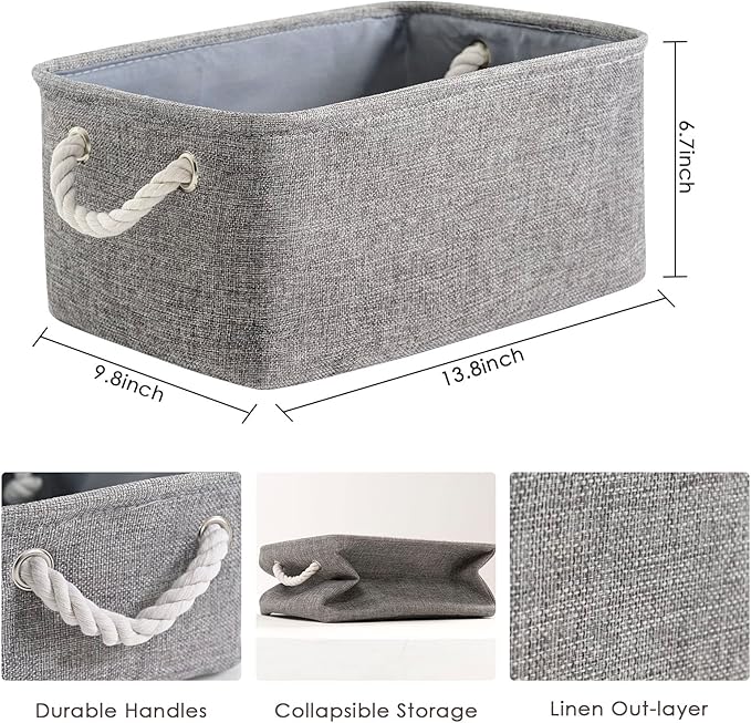 TheWarmHome Storage Bins Basket - Storage Baskets for Organizing Shelves,Home Closet Organizer for Book Shelf Organization,Fabric Storage Cubes,Medium Decorative Grey Basket Gift-Ruum Studio Home