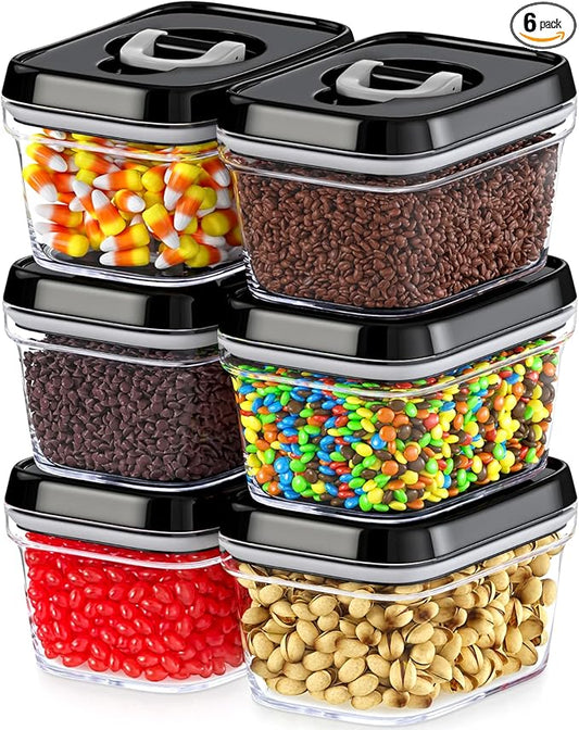 DWËLLZA KITCHEN Mini Airtight Food Storage Containers with Lids – Set of 6 Clear Plastic Small Pantry Containers for Spices, Candy, Nuts, Coffee or Tea, BPA-Free, Keeps Food Fresh & Dry-Ruum Studio Home