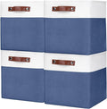 Collapsible Fabric Storage Cubes 11x11 Cube Storage Bins, 4 Pack Closet Baskets Box with Handles for Organizing, Shelf, Toys, Clothes, Home, Office, Nursery (Navyblue&White)-Ruum Studio Home