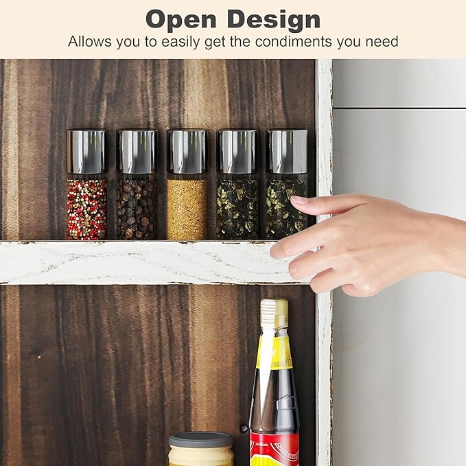 Nisorpa 3 Tier Spice Rack Wall Mount, Rustic Burnt Wood Wall Hanging Spice Rack Kitchen Spice Shelf Organizer for Seasoning Jars or Condiment Bottles, 19.68 x 3.35 x 21.25 Inches-Ruum Studio Home