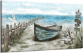 Wall Art for Living Room Large Beach Decor Picture Seagull Vintage Boat Artwork Ocean Sea Bird Canvas Print Seascape Nautical Painting Blue Teal Rustic Coastal Themed Cottage Bedroom Office Décor-Ruum Studio Home