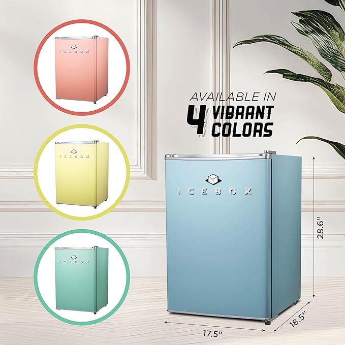 IBCR25SLT Compact, Energy Star Certified Small, Single Door Mini Fridge with Freezer Refrigerator, Large (2.5 cu ft), Slate Blue-Ruum Studio Home