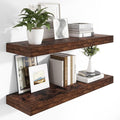 Heimlove 12 Inch Deep Floating Shelves, 48 x 12 inches Long Wall Shelf, Large Display Shelf & Storage Shelf, Rustic Wood Wall Shelves for Fireplace Mantel, Set of 2(Rustic Brown)-Ruum Studio Home