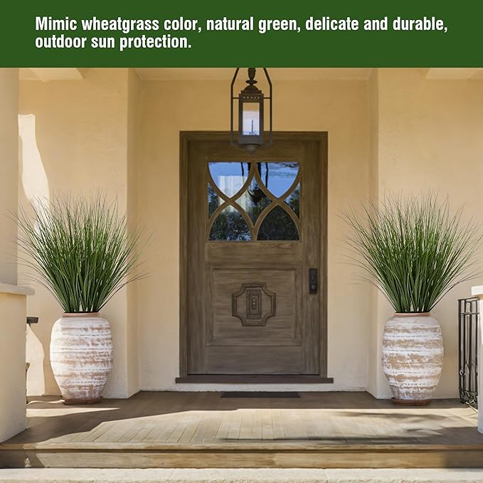 6PCS Fake Plants Artificial Wheat Grass Greenery Plastic Plants Fake Grass Artificial Plants for Outdoor Decor Artificial Grass Plant with Greenery Stems for Indoor Home Decoration 26.4"-Ruum Studio Home