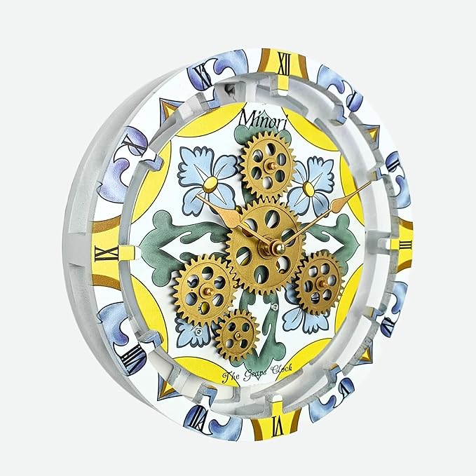 The Gears Clock Wall Clock Italy Collection with Moving Gears (Minori, 10 inch Round)-Ruum Studio Home