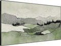 SIGNWIN 46"x72" Extra Large Framed Wall Art Green Line Art Mountain Landscape Illustration for Home Living Room Bedroom Decor (Frame Assembly Required)-Ruum Studio Home