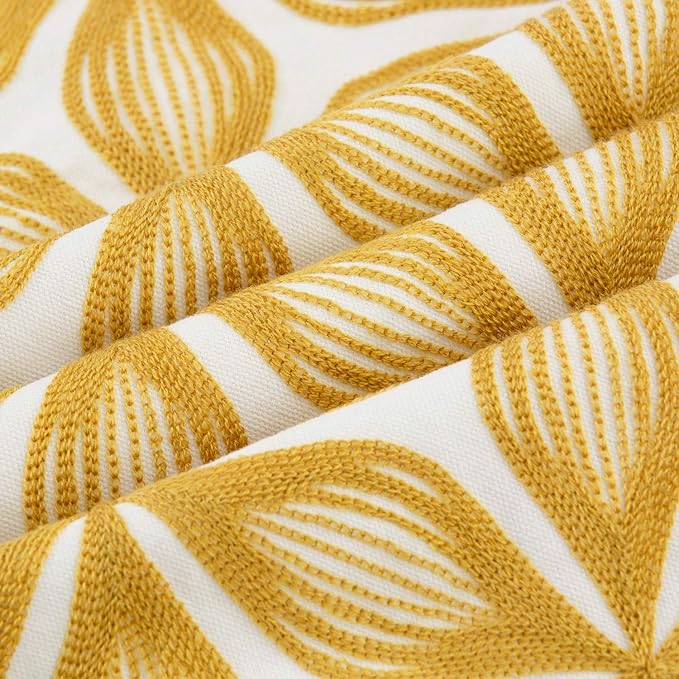 HWY 50 Yellow Decorative Throw Pillow Covers 18x18 Inch (1 Piece), Embroidered Cotton Farmhouse Cushion Cover Pillow Case for Sofa Couch Living Room Bed, Fashion Geometric-Ruum Studio Home