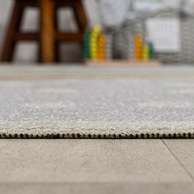 JONATHAN Y Machine-Washable Gray/Ivory/Yellow Indoor Area Rug, 4x6, Minha Rainbow Dots, Kids & Novelty, Casual, Classic, Bedroom, Kitchen, Living Room, Easy-Cleaning, Non-Shedding (KDW102A-4)-Ruum Studio Home