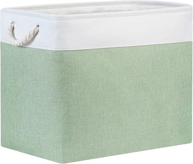 Bidtakay Large Storage Baskets for Nursery Toy Organizer Collapsible Organizing Baskets 17x12x15 In Green Canvas Bins for Organizing Set of 2 Clothes Decorative Baskets for Home Office Room Decor-Ruum Studio Home